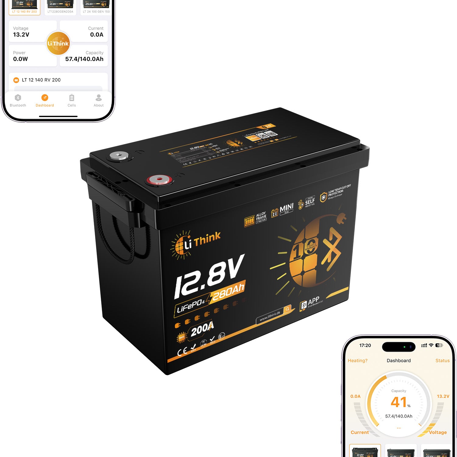 Lithink 12V 280Ah Super Mini Pro LiFePO4-akku EVE-kennoilla LF280K-V3, 200A BMS, Bluetooth ja itselämmitys – uistelumoottoriin, matkailuautoon ja aurinkojärjestelmään