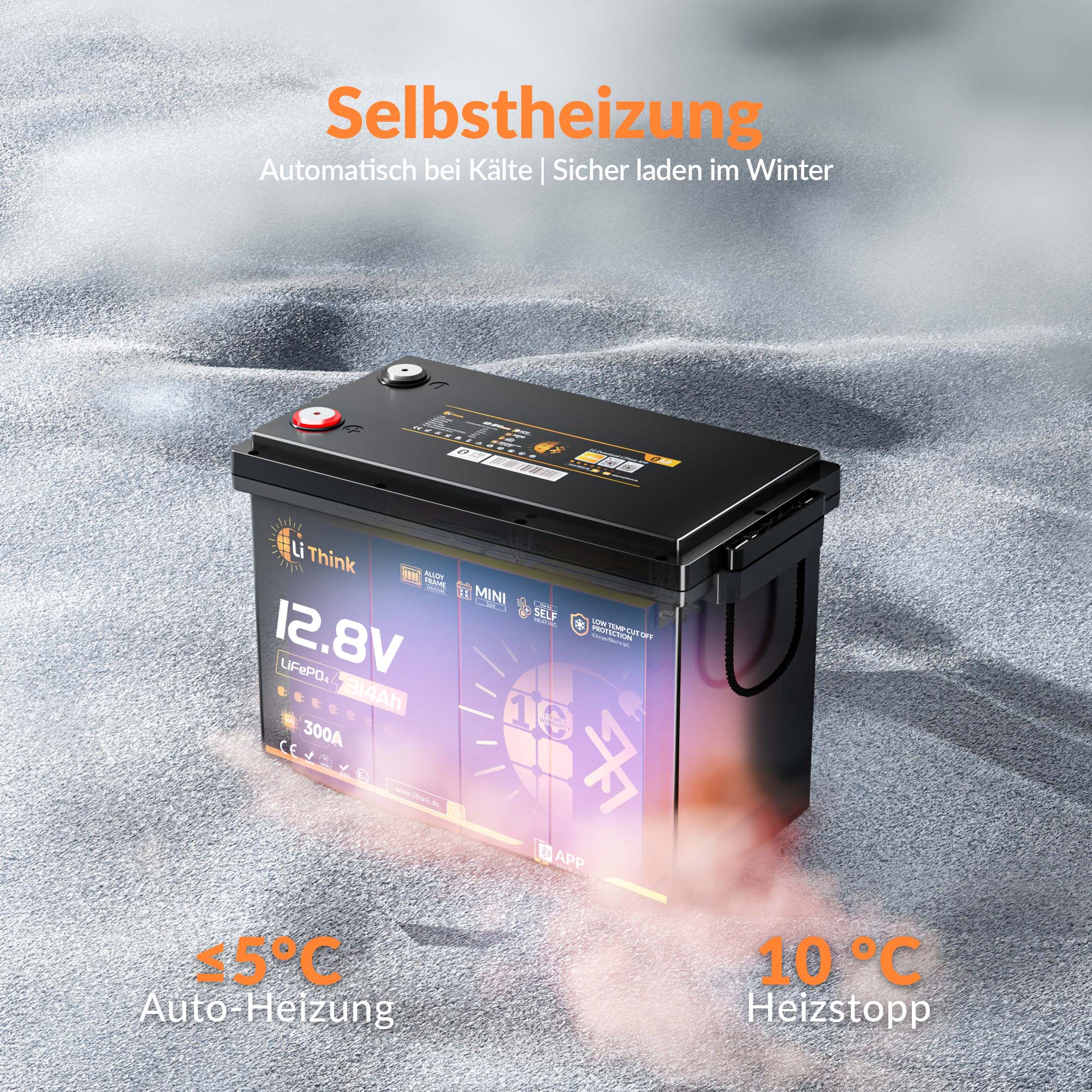 Lithink 12V 314Ah Mini Pro LiFePO4-akku EVE MB31 -kennoilla, Bluetoothilla ja itselämmityksellä – trolling-moottoriin, matkailuautoon ja aurinkojärjestelmään