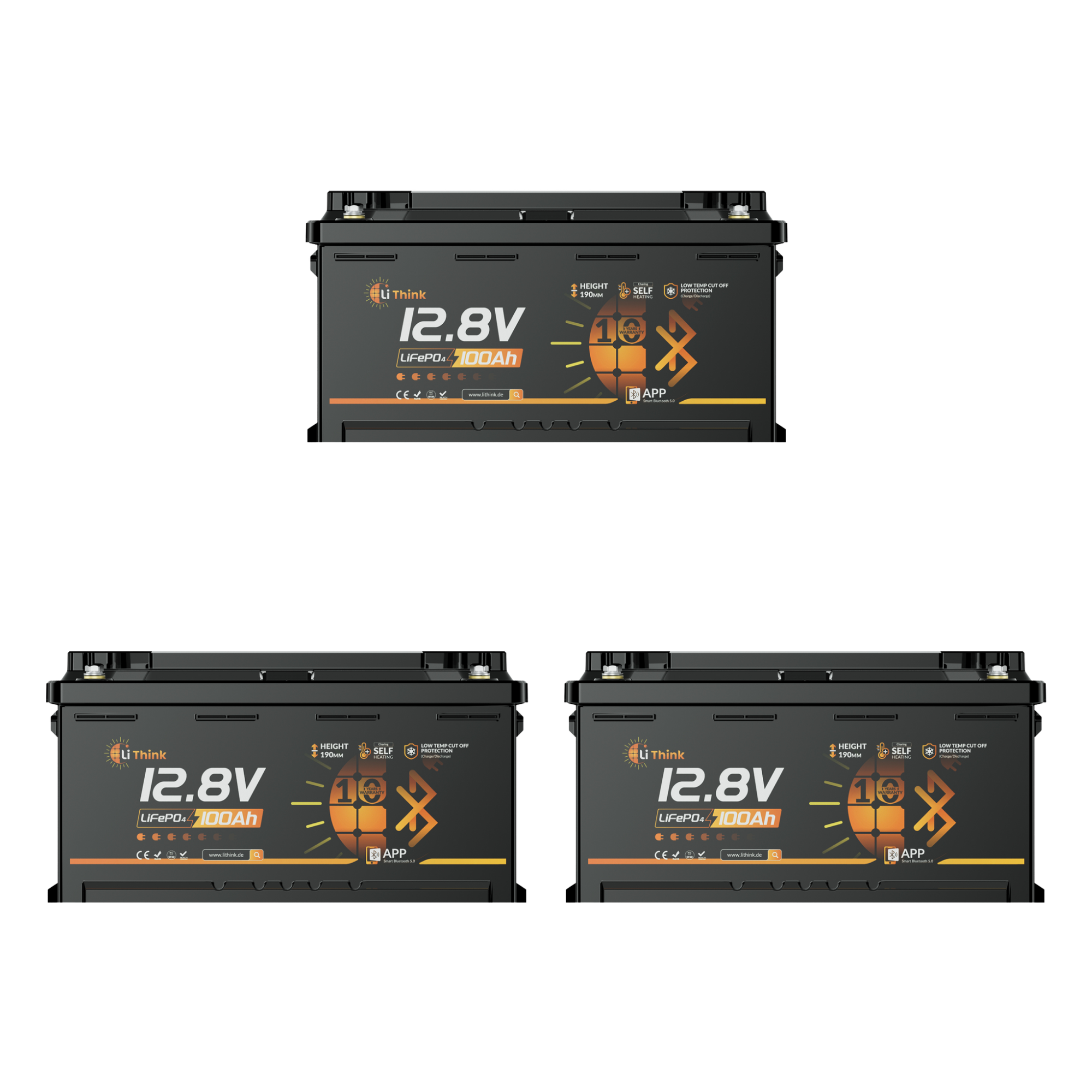 Lithink 12V 100Ah H190 LiFePO4 batteria con Bluetooth e autoriscaldamento – DIN H8 per sottosedile camper