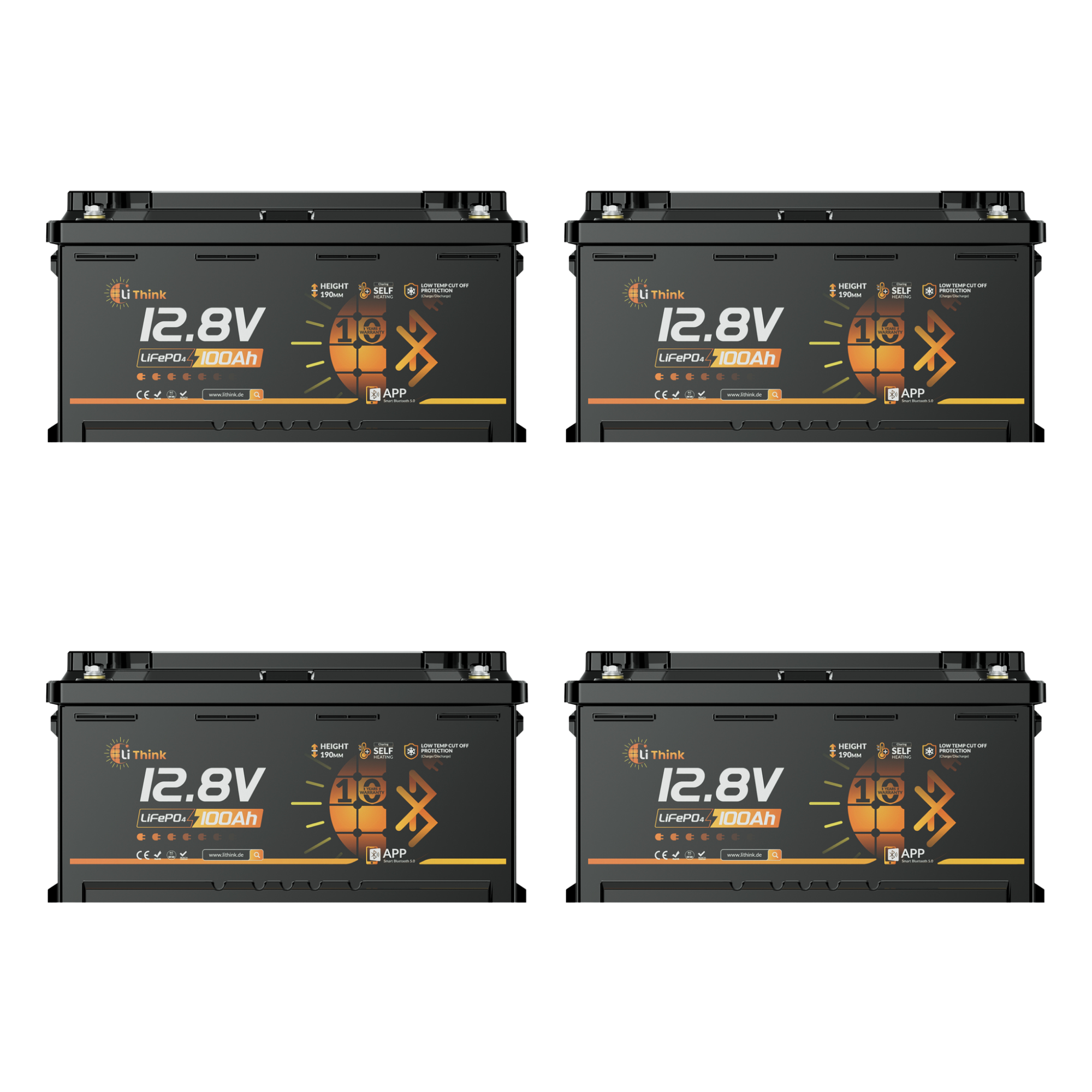 Lithink 12V 100Ah H190 LiFePO4 Batterie mit Bluetooth & Selbstheizung – DIN H8 für Wohnmobil-Untersitz