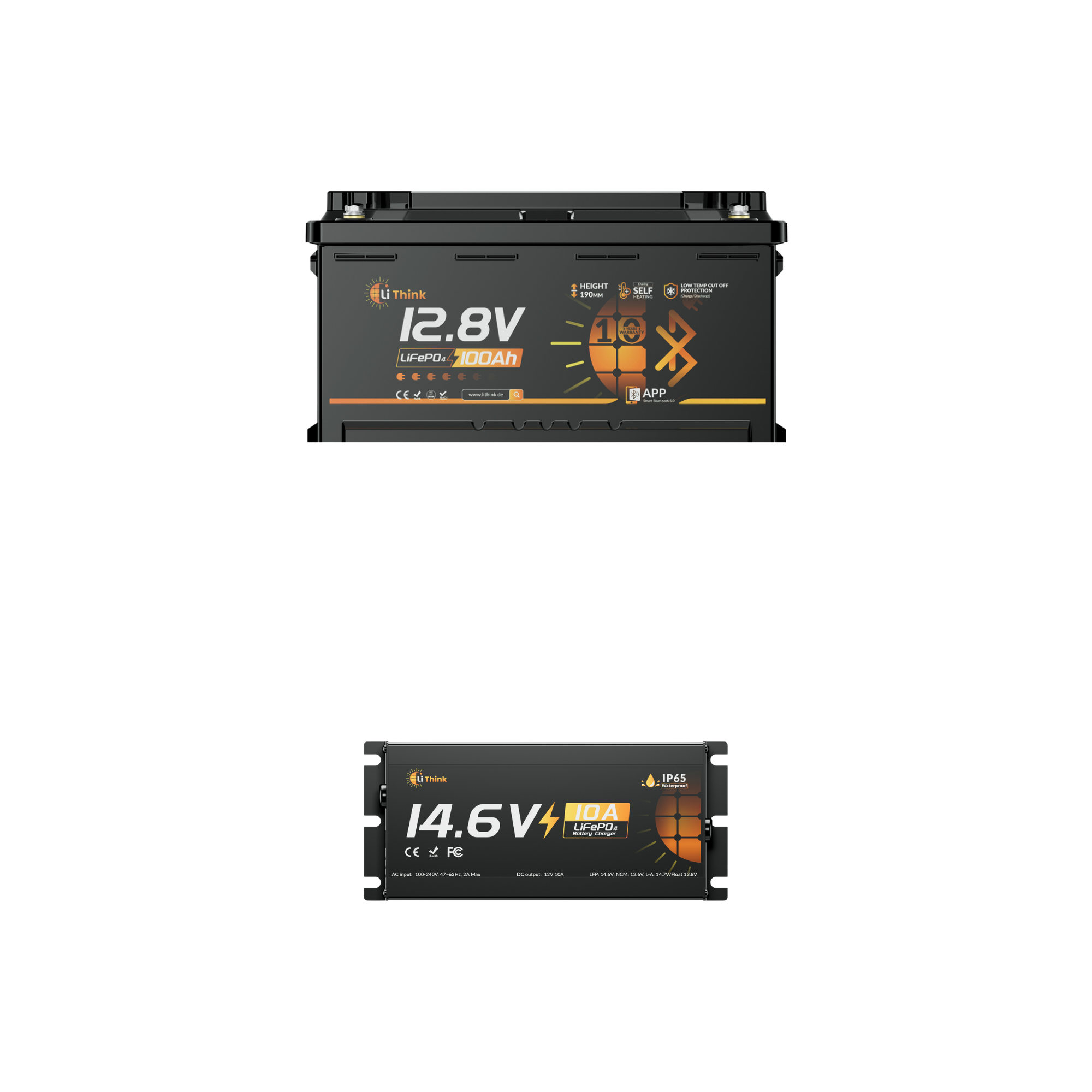 Lithink 12V 100Ah H190 LiFePO4 batteria con Bluetooth e autoriscaldamento – DIN H8 per sottosedile camper