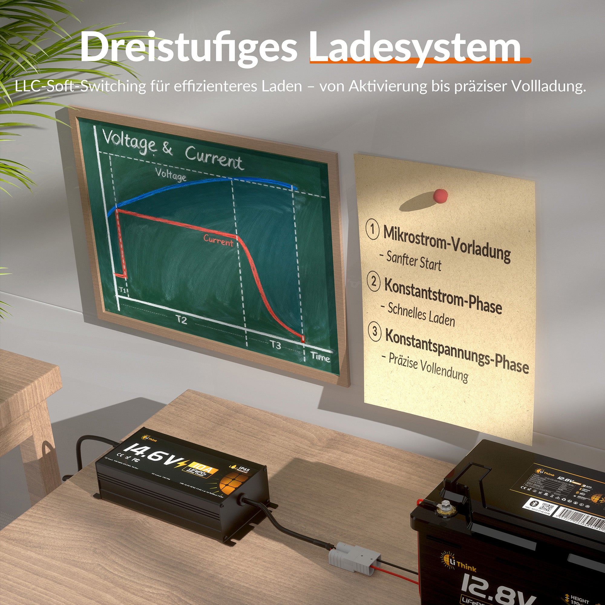 Lithink 14.6V 10A Wasserdichtes Ladegerät – für LiFePO₄, NCM und Blei-Batterien