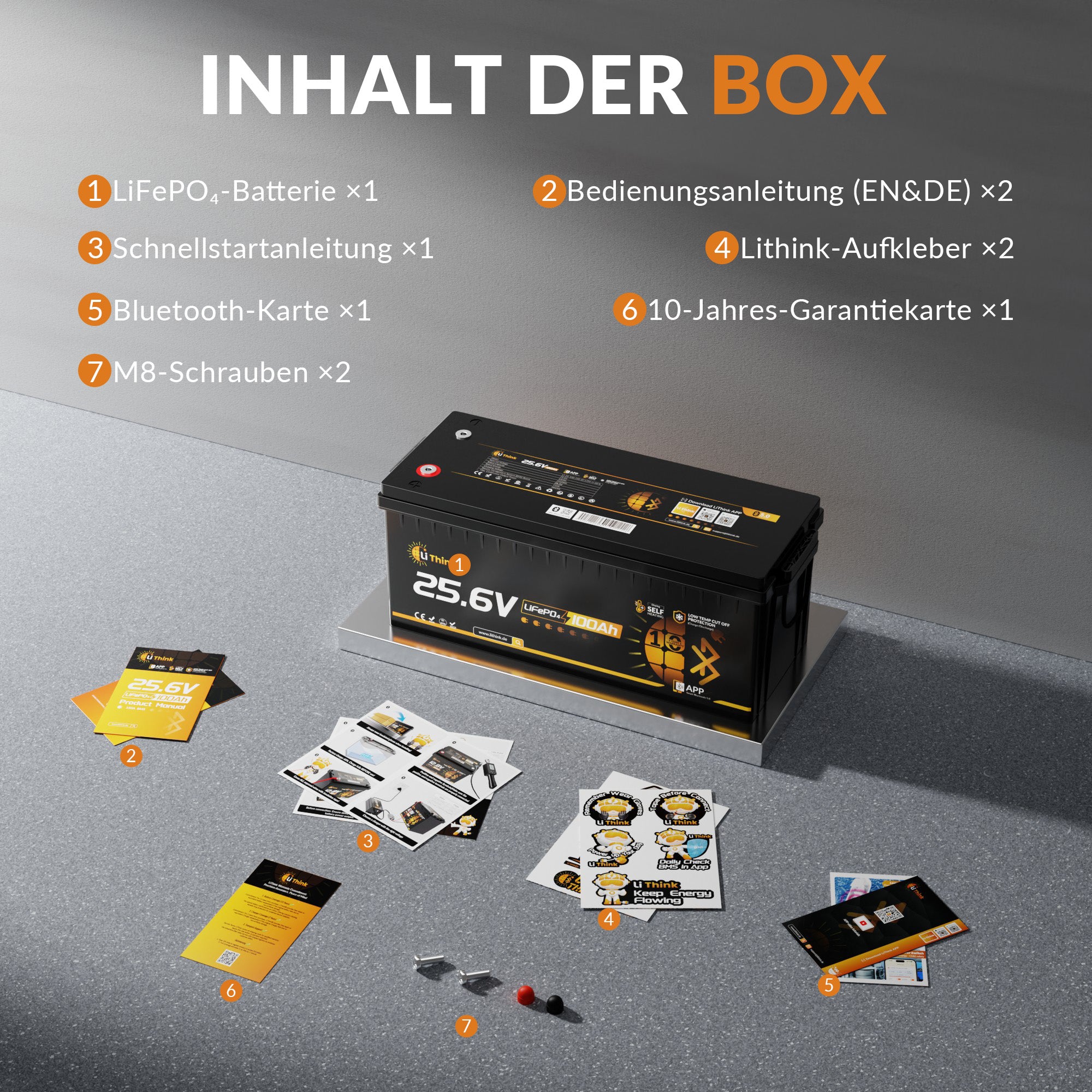 Lithink 24V 100Ah LiFePO4 Batterie mit Bluetooth & Selbstheizung, 150A BMS – für Trolling Motor, Wohnmobil & Solaranlage