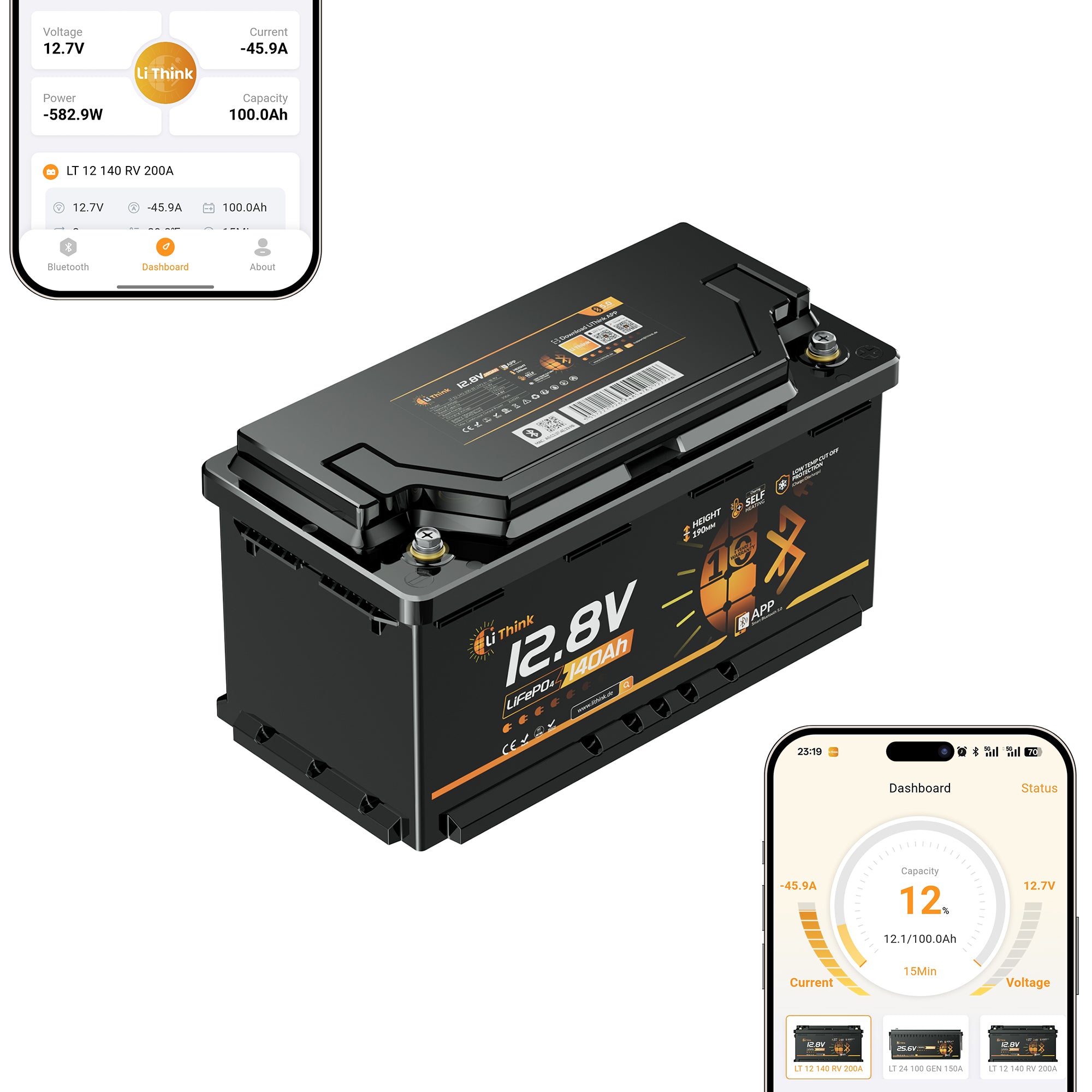 Lithink 12V 140Ah H190 LiFePO4 Batterie