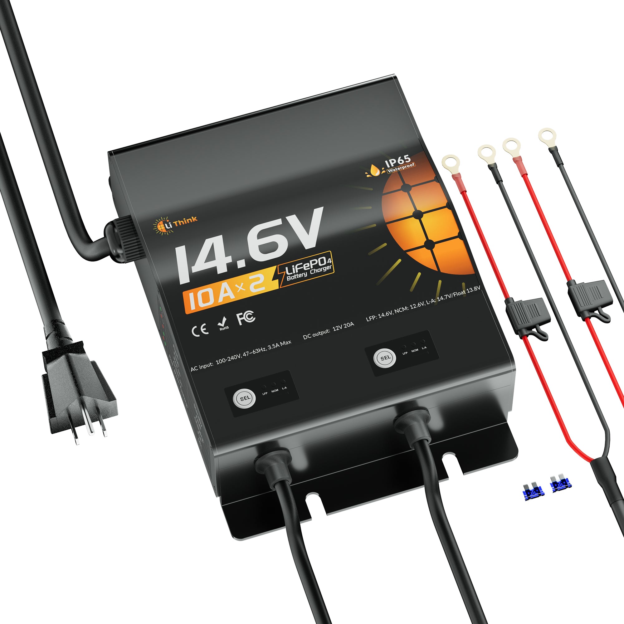 Lithink 14.6V 10A Wasserdichtes Doppelladegerät