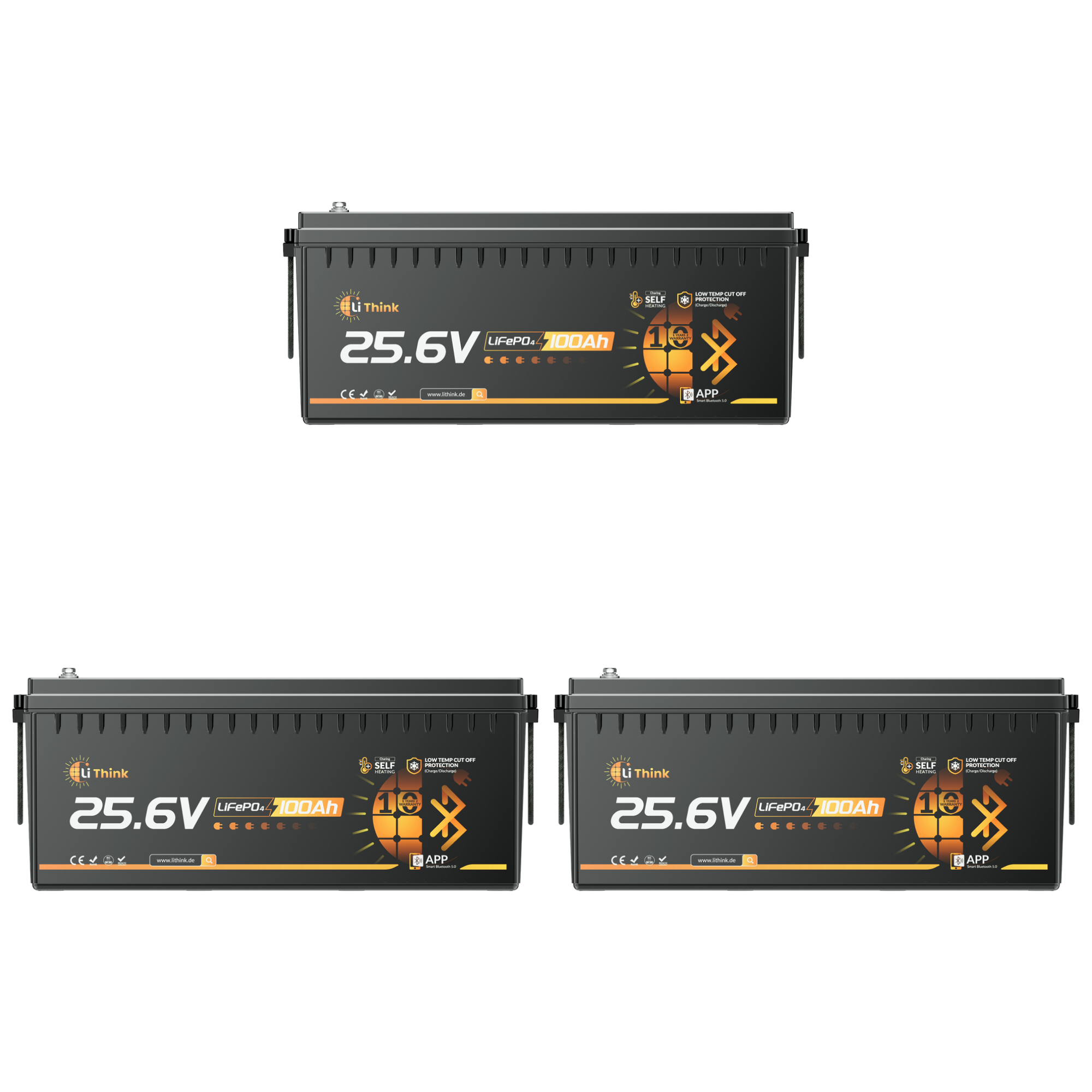 Lithink 24V 100Ah LiFePO4 Batterie mit Bluetooth & Selbstheizung, 150A BMS – für Trolling Motor, Wohnmobil & Solaranlage