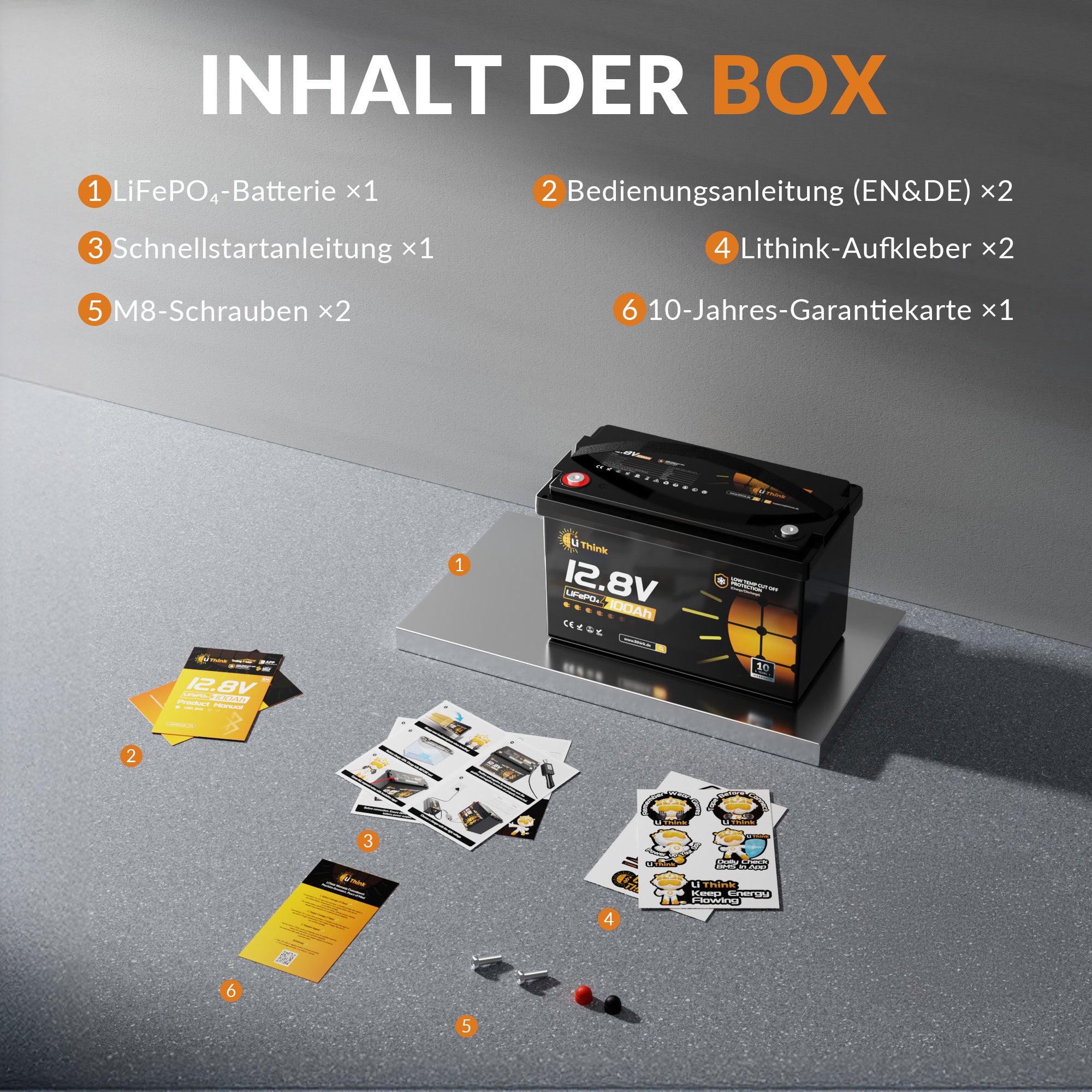Lithink 12V 100Ah LiFePO4 Batterie mit Tiefentladung & Kälteschutz – für Trolling Motor, Wohnmobil & Solaranlage