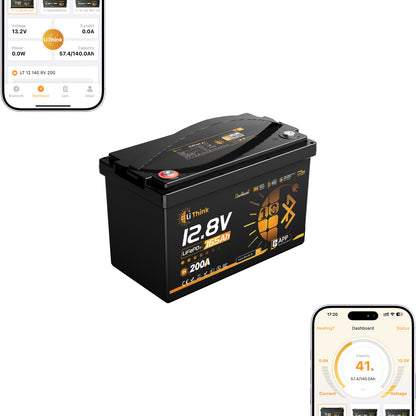 LiThink 12V 165Ah LiFePO4-batteri til dobbelt brug, 200A BMS litiumbatteri til autocamper, trollingmotor og påhængsmotor