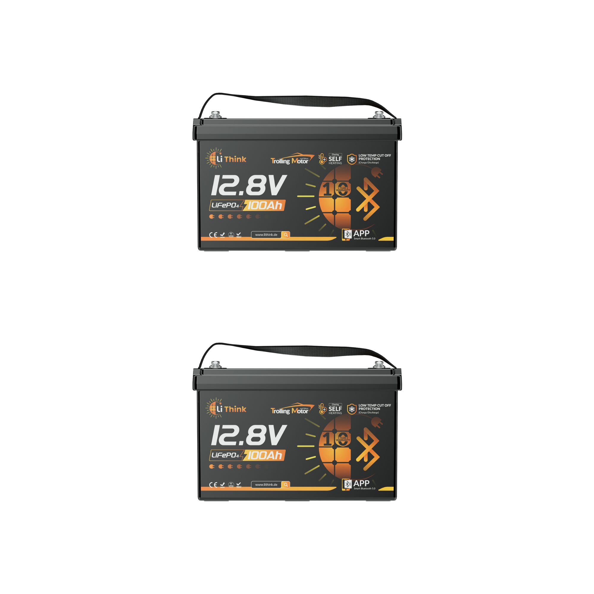 Lithink 12V 100Ah TM LiFePO4 Batterie mit Bluetooth & Selbstheizung – für Trolling Motor