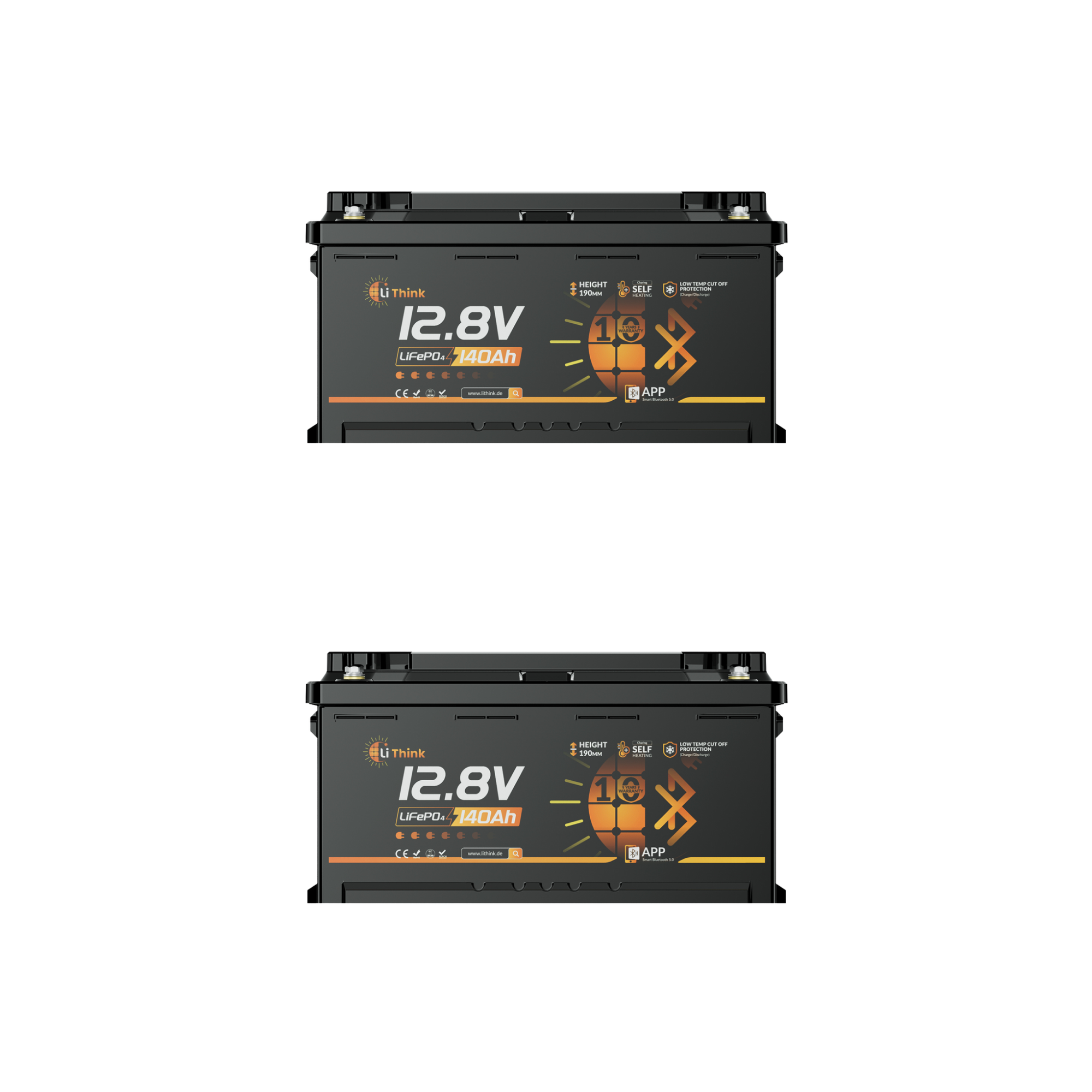 Lithink 12V 140Ah H190 LiFePO4 Batterie mit Bluetooth & Selbstheizung – DIN H8 für Wohnmobil-Untersitz