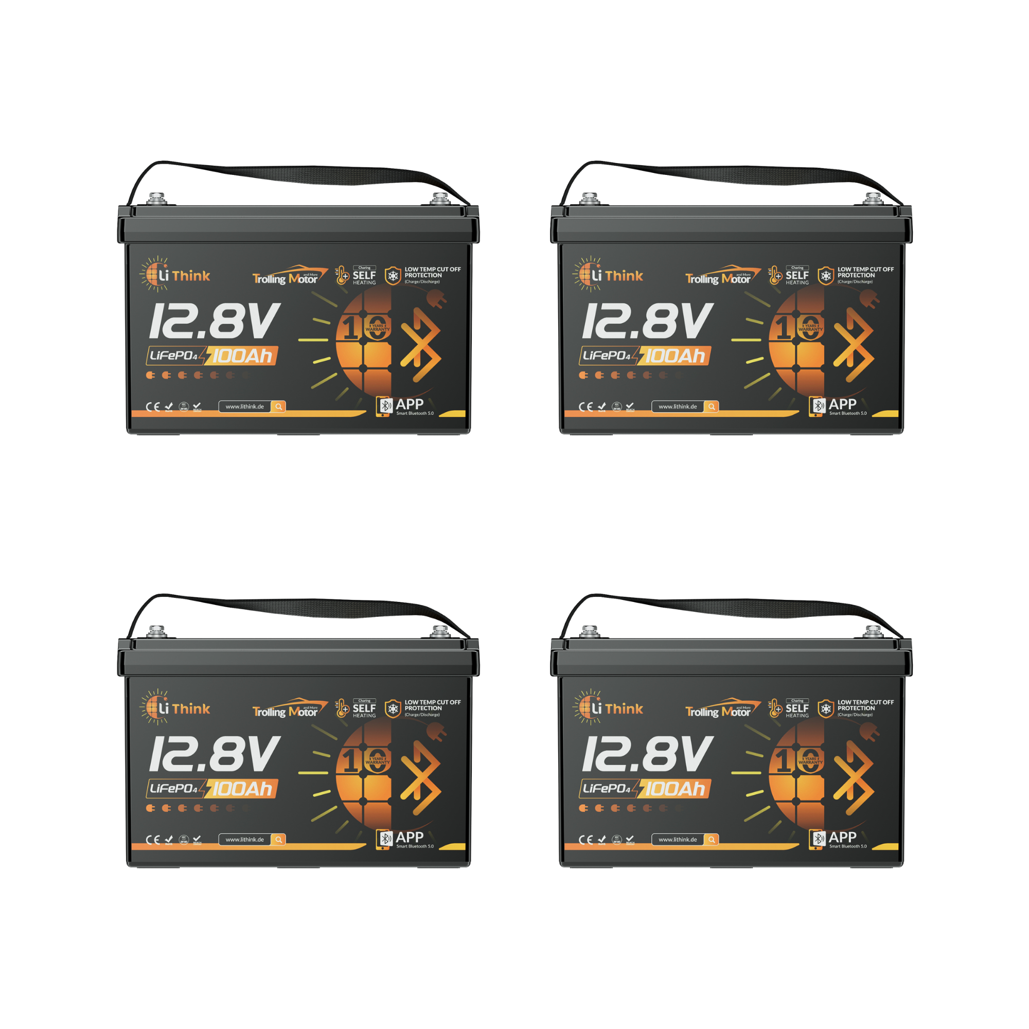 Lithink 12V 100Ah TM LiFePO4 Batterie mit Bluetooth & Selbstheizung – für Trolling Motor