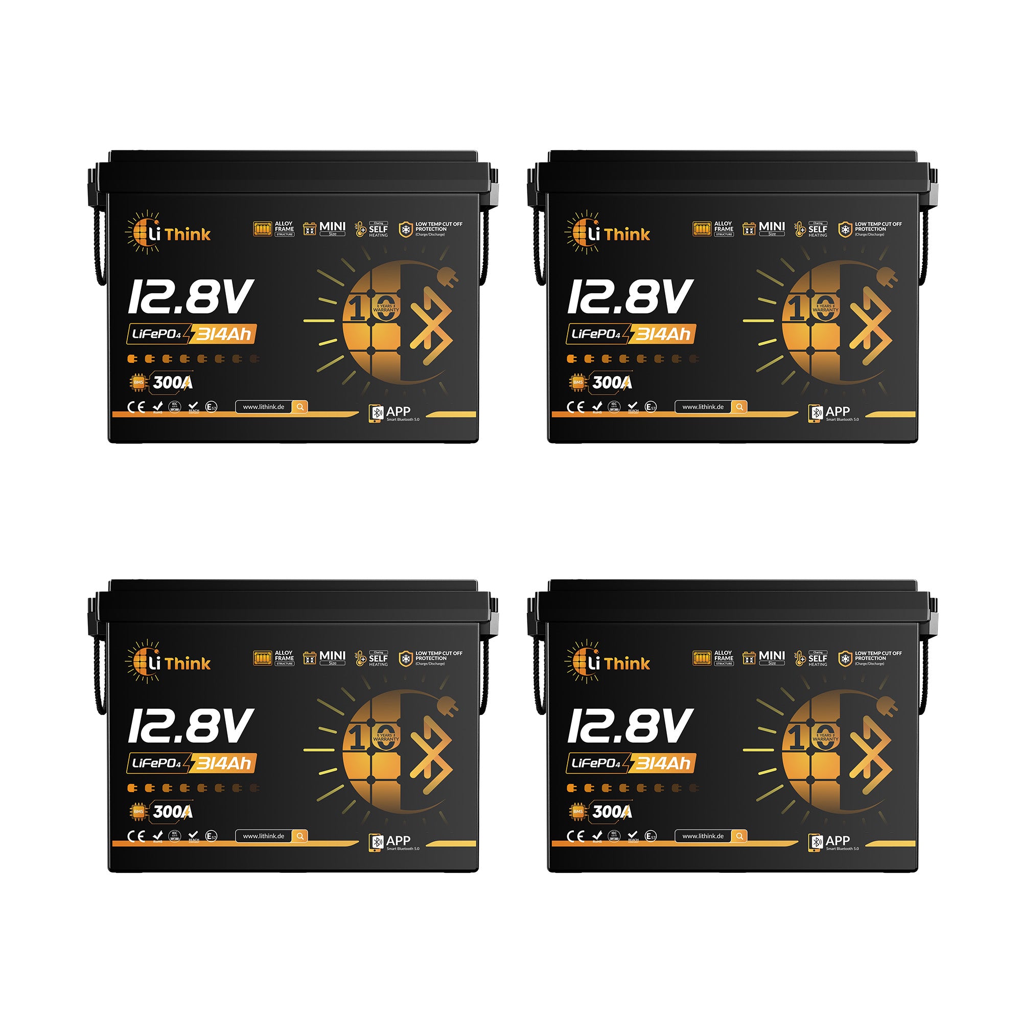 Lithink 12V 314Ah Mini Pro LiFePO4 Batterie mit EVE-Zellen MB31, 300A BMS, Bluetooth & Selbstheizung – für Trolling Motor, Wohnmobil & Solaranlage