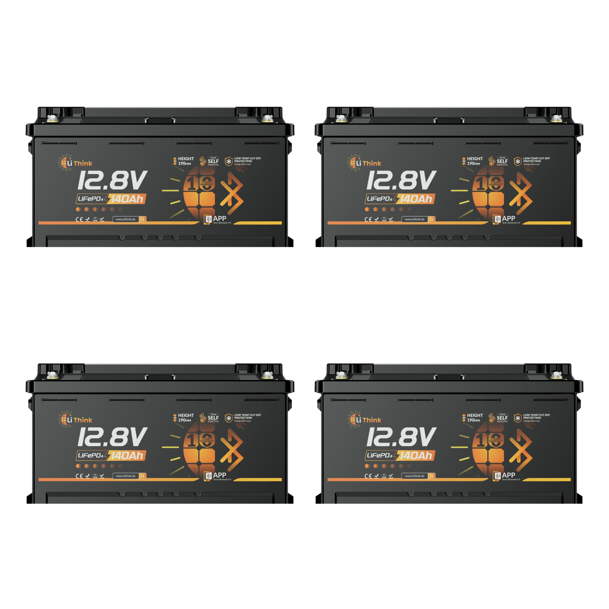 Lithink 12V 140Ah H190 LiFePO4 Batterie mit Bluetooth & Selbstheizung – DIN H8 für Wohnmobil-Untersitz