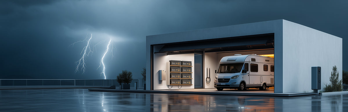 LiThink LiFePO4-Batterien als Energiespeicher für ein Haus und Wohnmobil bei Gewitter