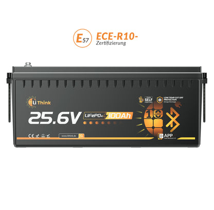 Lithink 24V 100Ah LiFePO4 batteria con Bluetooth e autoriscaldante – per motore da traina, camper e impianto solare