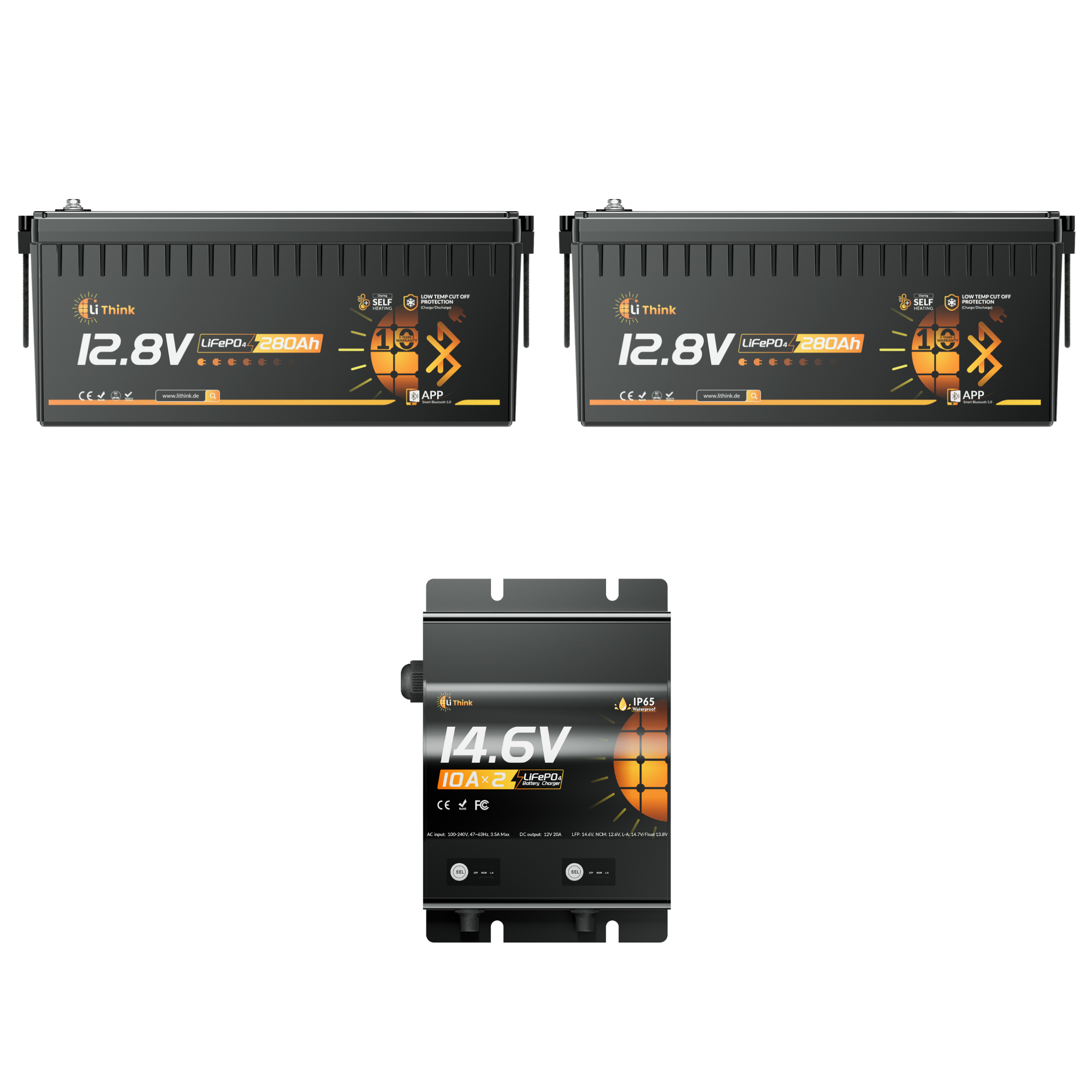 Lithink 12V 280Ah LiFePO4 Batterie mit Bluetooth & Selbstheizung – für Trolling Motor, Wohnmobil & Solaranlage