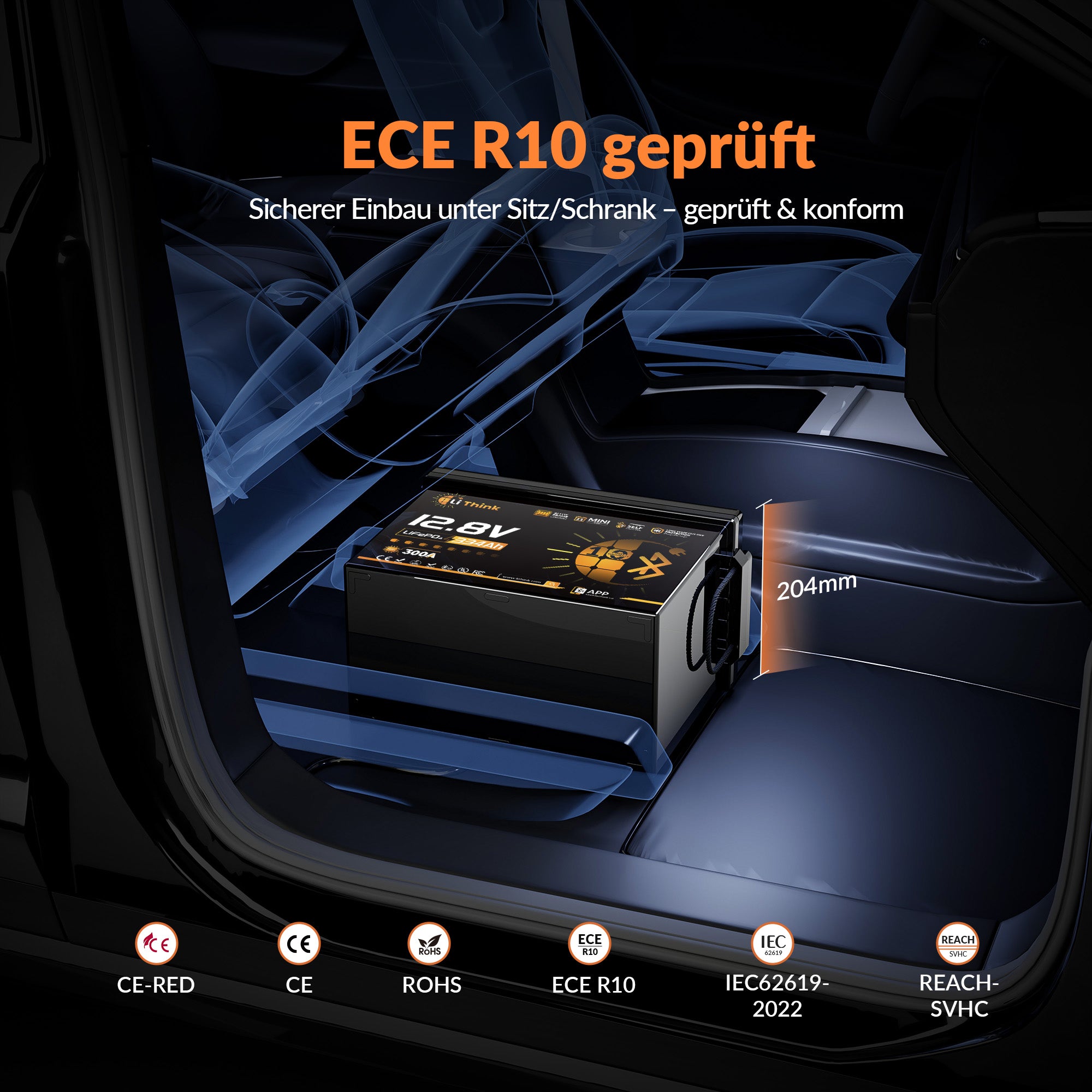 Lithink 12V 334Ah Mini Pro LiFePO4 Battery with EVE Cells LF334, 300A BMS, Bluetooth & Self-Heating – for Trolling Motor, RV & Solar System