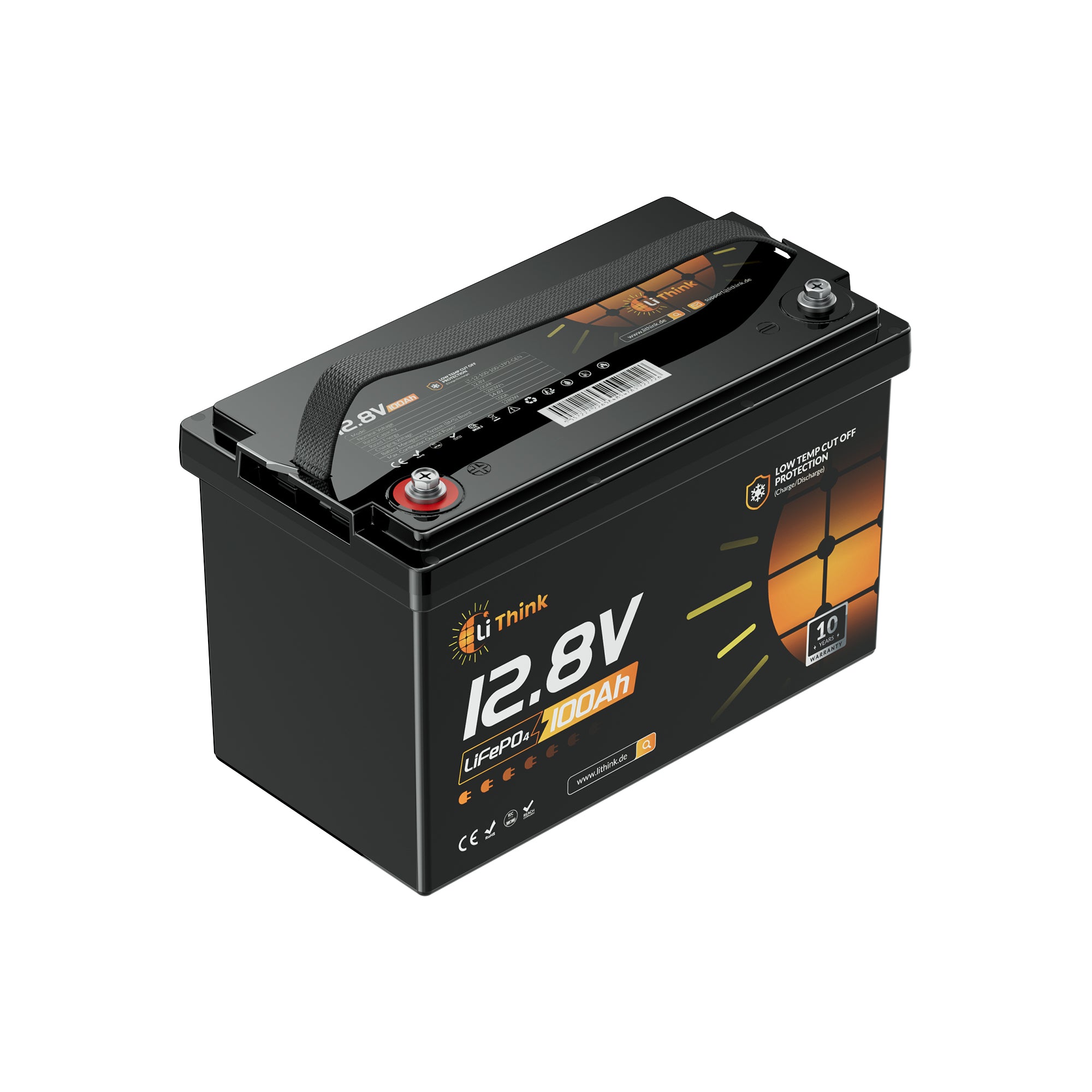 Lithink 12V 100Ah LiFePO4 Batterie mit Tiefentladung & Kälteschutz – für Trolling Motor, Wohnmobil & Solaranlage