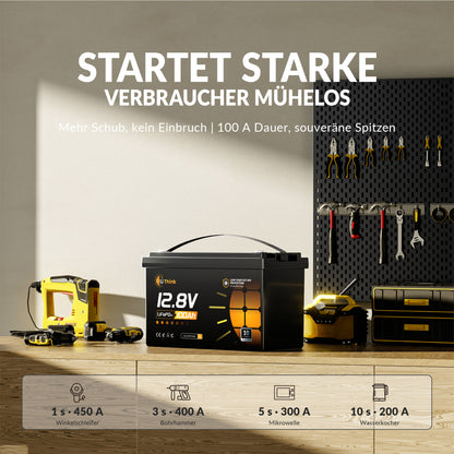 Lithink 12V 100Ah LiFePO4 Batterie mit Tiefentladung & Kälteschutz – für Trolling Motor, Wohnmobil & Solaranlage