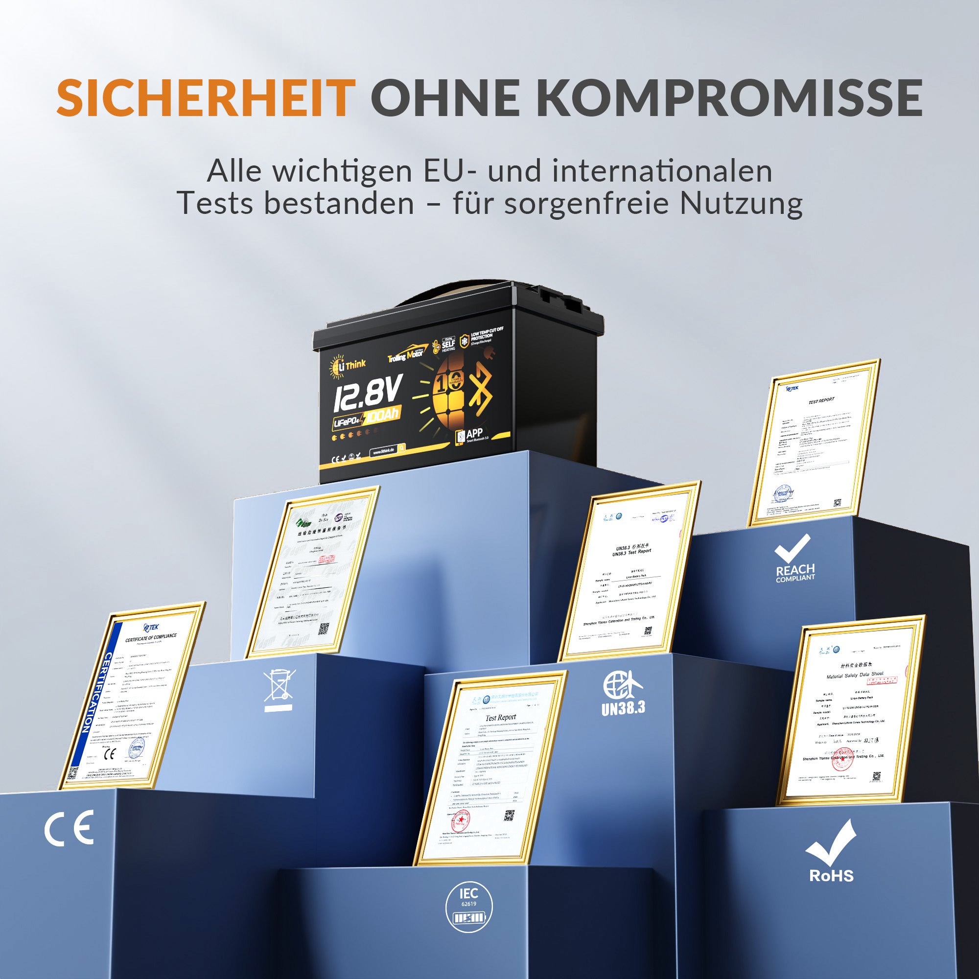 Lithink 12V 100Ah TM LiFePO4 Batterie mit Bluetooth & Selbstheizung – für Trolling Motor