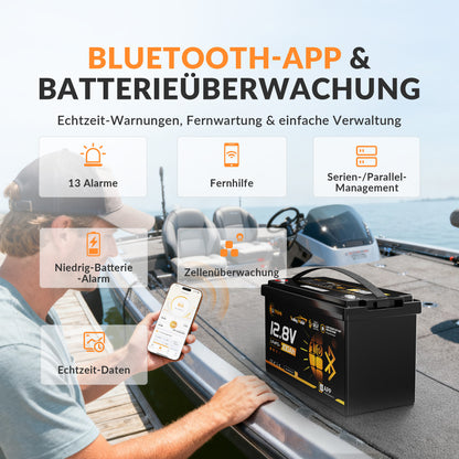 Lithink 12V 100Ah TM LiFePO4 Batterie mit Bluetooth & Selbstheizung – für Trolling Motor
