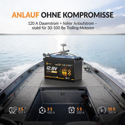 Lithink 12V 100Ah TM LiFePO4 Batterie mit Bluetooth & Selbstheizung – für Trolling Motor
