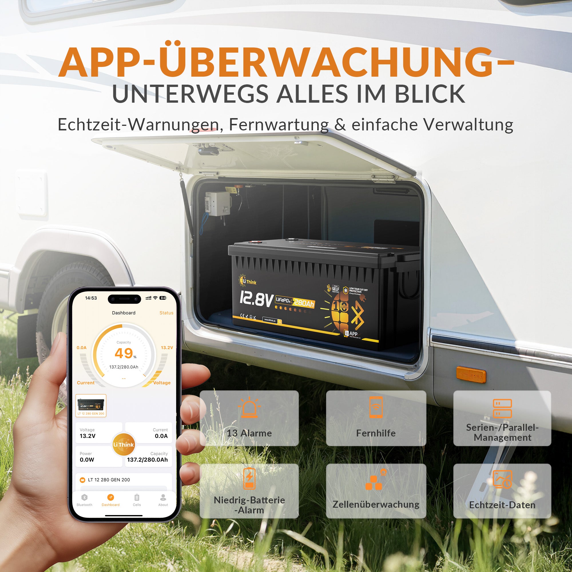 Lithink 12V 280Ah LiFePO4 Batterie mit Bluetooth & Selbstheizung – für Trolling Motor, Wohnmobil & Solaranlage