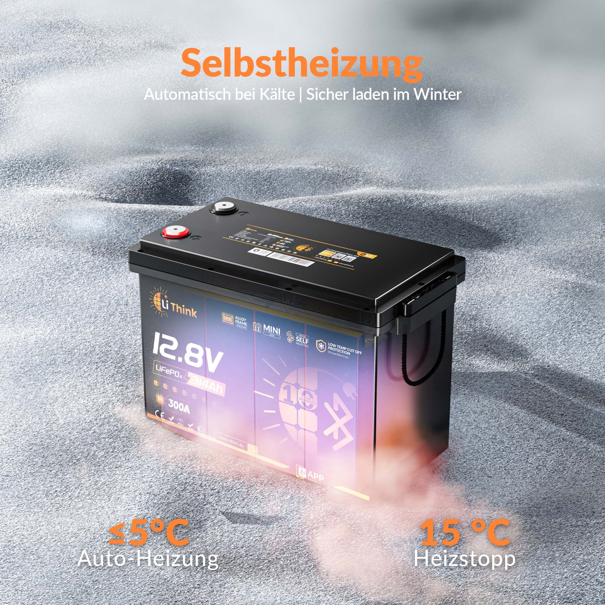 Lithink 12V 314Ah Mini Pro LiFePO4 Batterie mit EVE-Zellen, Bluetooth & Selbstheizung – für Trolling Motor, Wohnmobil & Solaranlage