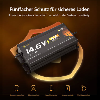 Lithink 14.6V 10A Wasserdichtes Ladegerät – für LiFePO₄, NCM und Blei-Batterien