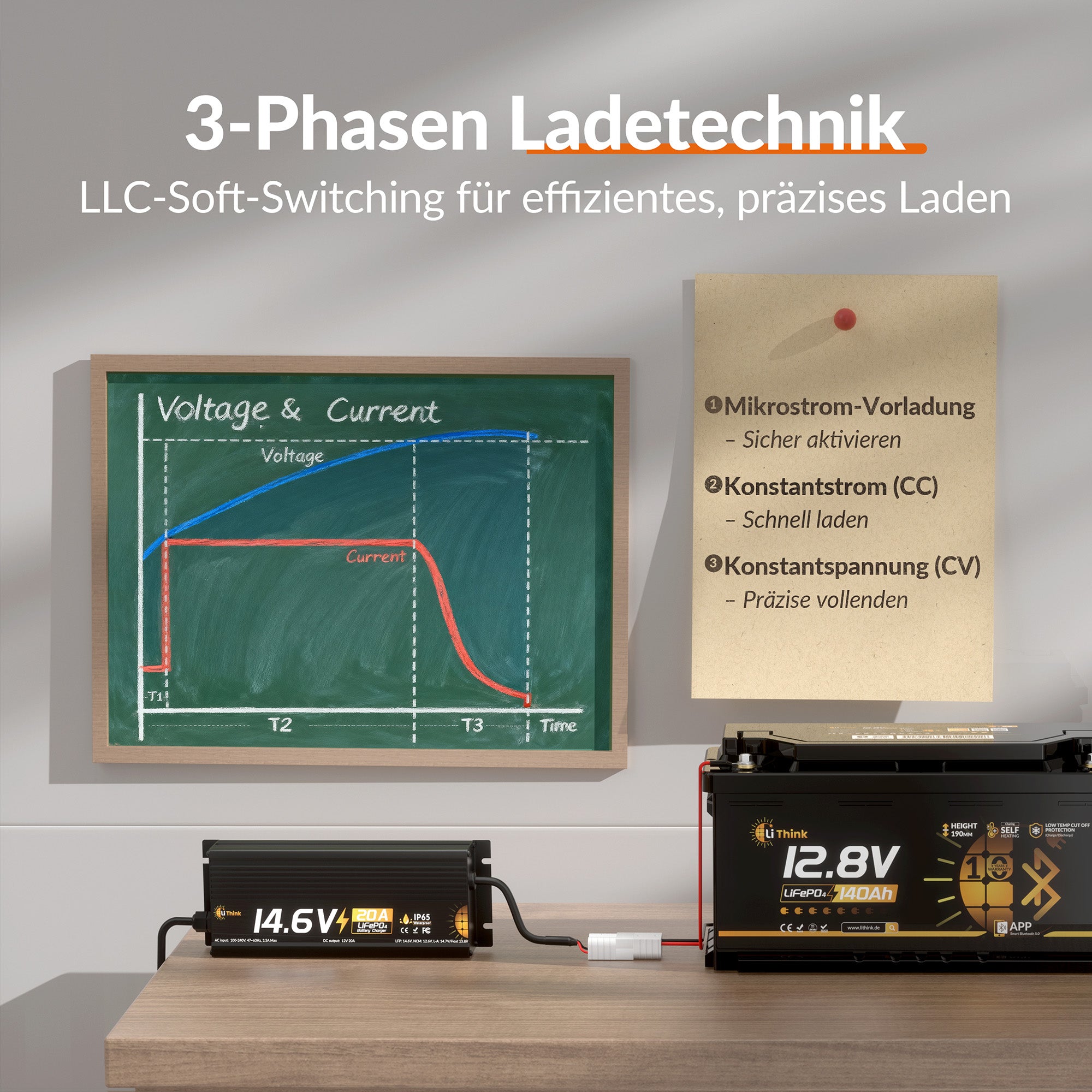 Lithink 14.6V 20A Wasserdichtes Schnellladegerät – für LiFePO₄, NCM und Blei-Batterien