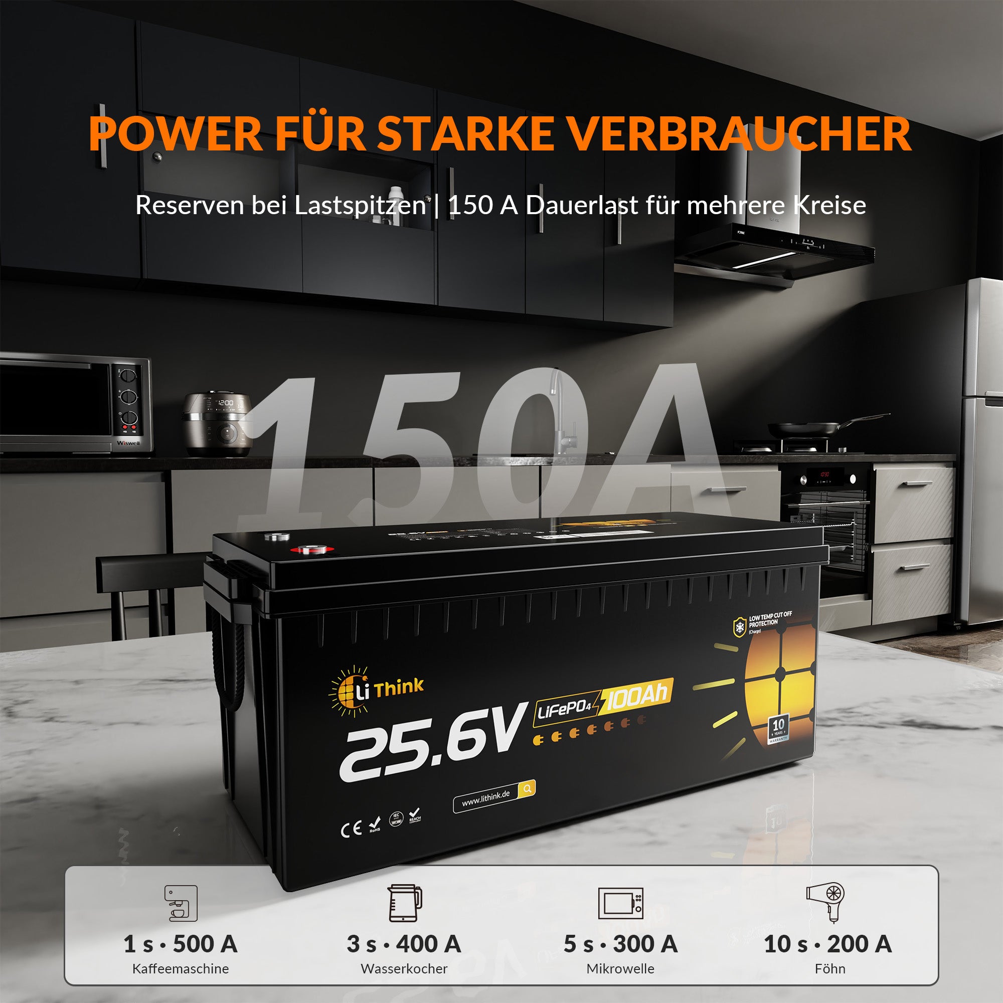Lithink 24V 100Ah LiFePO4 Batterie mit Tiefentladung & Kälteschutz – für Trolling Motor, Wohnmobil & Solaranlage