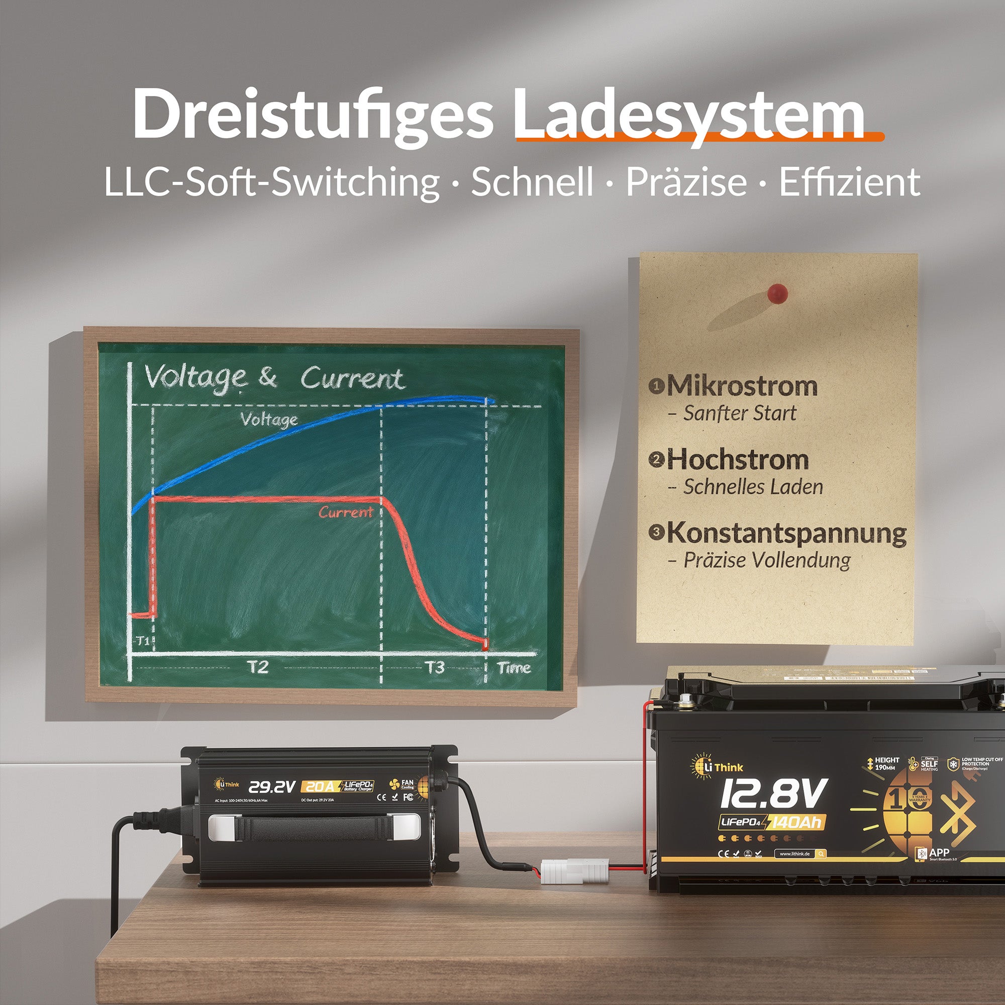 Lithink 29.2V 20A Ladegerät mit aktivem Lüfter – für LiFePO₄, NCM und Blei-Batterien