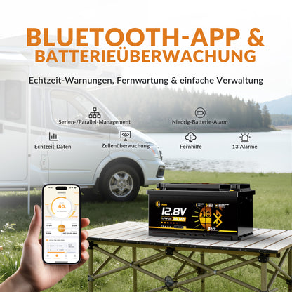 Lithink 12V 140Ah H190 LiFePO4 Batterie mit Bluetooth & Selbstheizung – DIN H8 für Wohnmobil-Untersitz