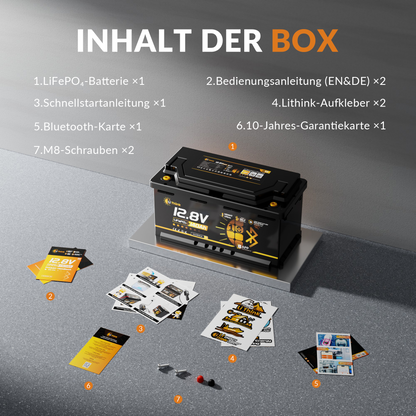 Lithink 12V 140Ah H190 LiFePO4 Batterie mit Bluetooth & Selbstheizung – DIN H8 für Wohnmobil-Untersitz